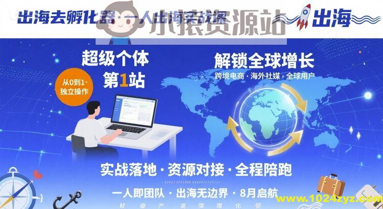 出海去孵化器，一人出海实战课，超级个体第1站，解锁全球增长